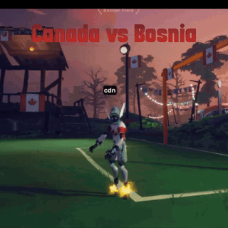 Cartoon Cat In Blue And White On Soccer Field GIF
