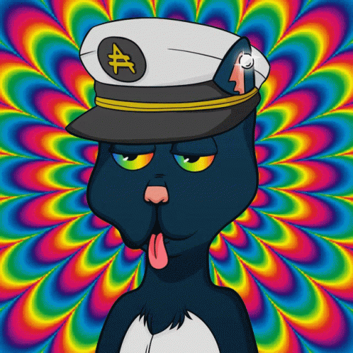 Cartoon Cat In Captain Hat With Number 4 GIF