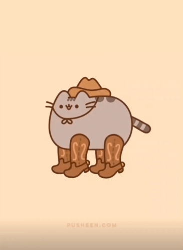 Cartoon Cat In Cowboy Boots And Hat GIF