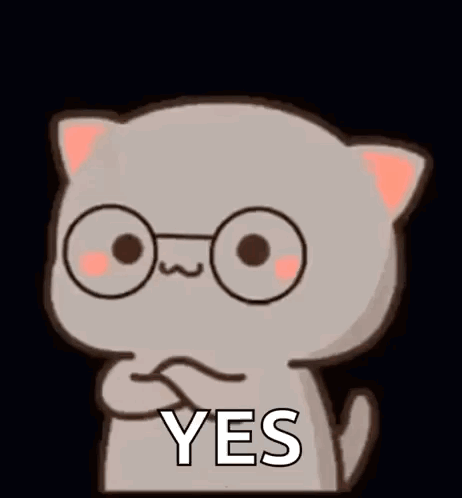 Cartoon Cat in Glasses Saying Yes Arms Crossed