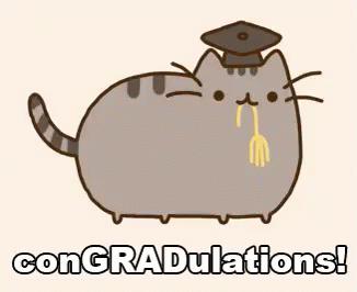 Cartoon Cat In Graduation Cap Saying Congratulations GIF