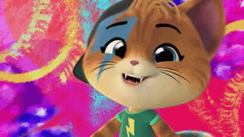 Cartoon Cat in Green Shirt With Lightning Bolt