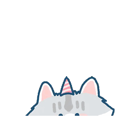 Cartoon Cat in Party Hat Holding Paper
