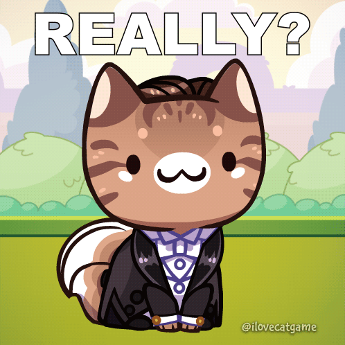 Cartoon Cat in Tuxedo Saying Really