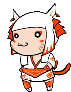 Cartoon Cat in White and Orange Costume