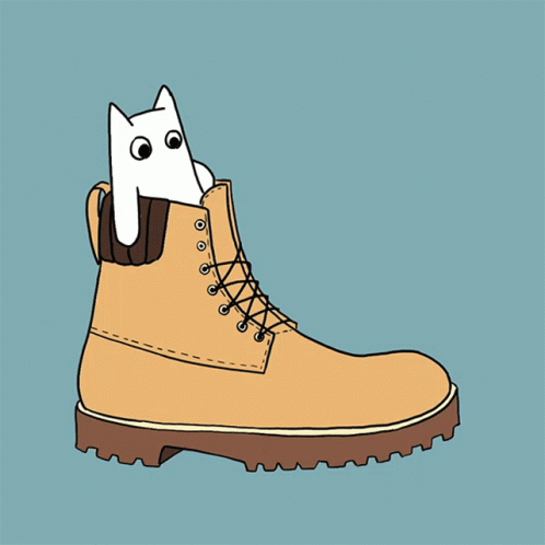 Cartoon Cat Inside Shoes GIF