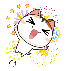 Cartoon Cat Jumping Fireworks and Stars