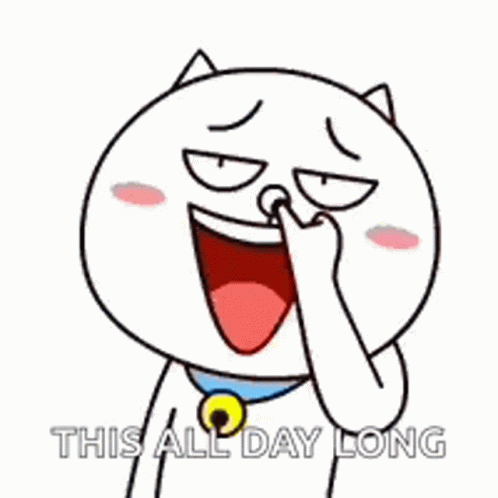 Cartoon Cat Laughing Covering Nose With Finger GIF