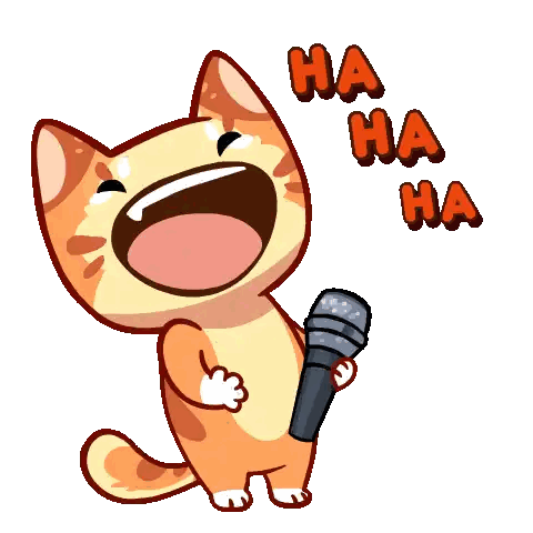 Cartoon Cat Laughing Into Microphone Ha Ha Ha