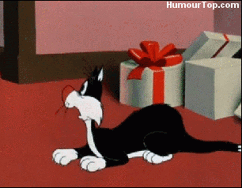 Cartoon Cat Laying by Gifts