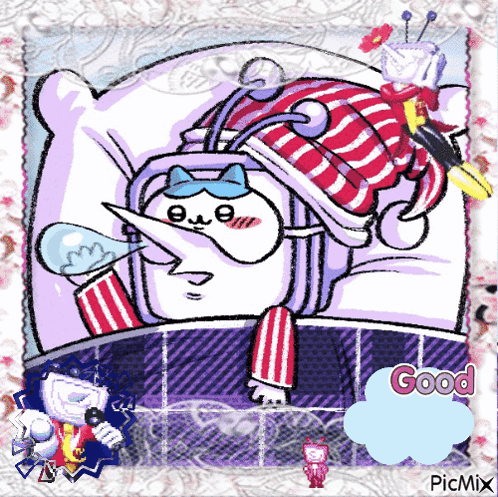 Cartoon Cat Laying In Bed Saying Good GIF