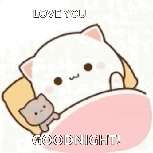 Cartoon Cat Laying in Bed With Smaller Cat