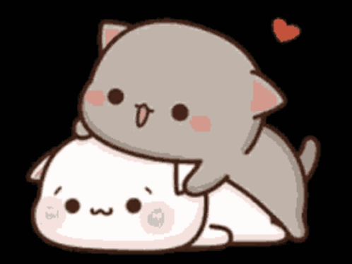 Cartoon Cat Laying on Another Cat