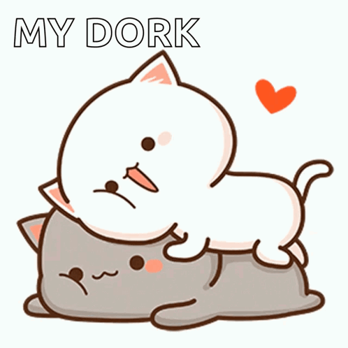 Cartoon Cat Laying on Another Cat My Dork