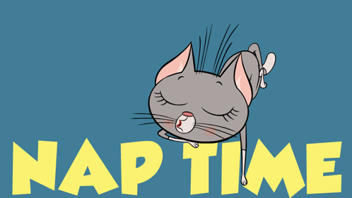 Cartoon Cat Laying on Back Nap Time