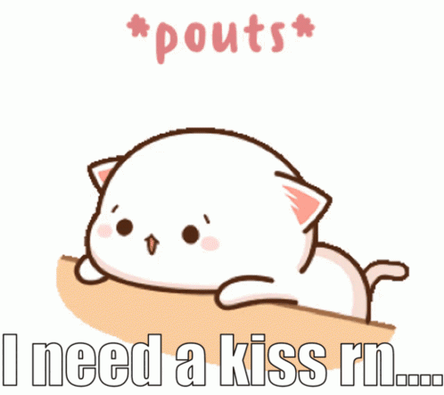 Cartoon Cat Laying on Ledge Pouts I Need a Kiss