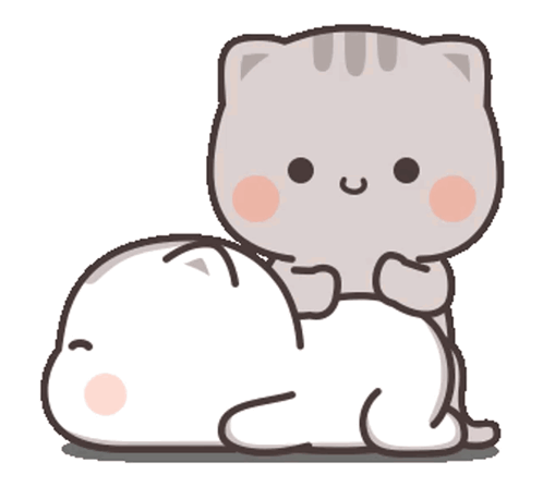 Cartoon Cat Laying on Top of White Cat