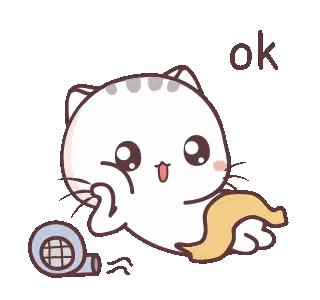 Cartoon Cat Laying With Blower Saying Ok
