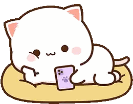 Cartoon Cat Laying with Phone