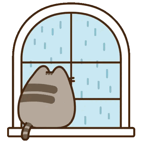 Cartoon Cat Looking Out Rain