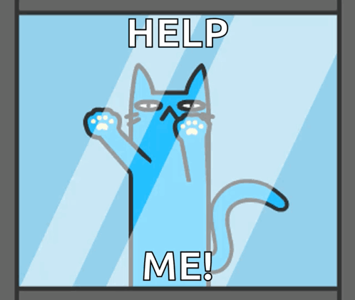 Cartoon Cat Looking Out Window Help Me