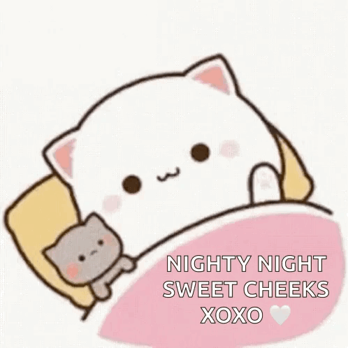 Cartoon Cat Lying in Bed
