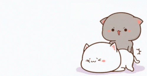 Cartoon Cat Lying Next To Standing Cat GIF