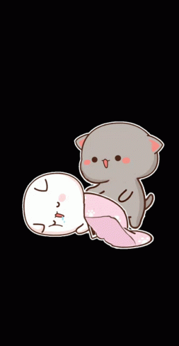 Cartoon Cat Lying on Another Cat