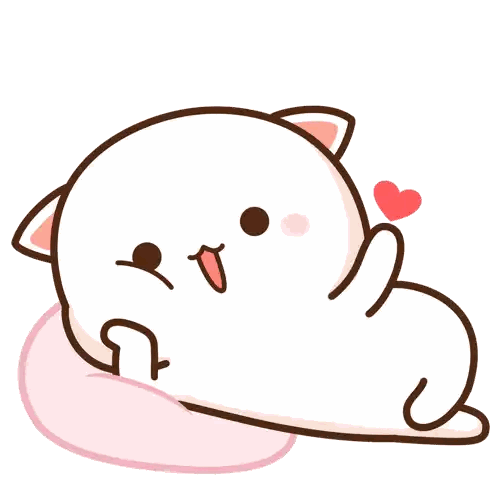 Cartoon Cat Lying on Pink Pillow