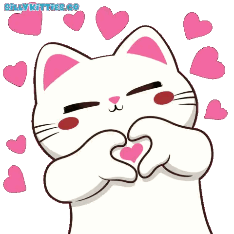 Cartoon Cat Making Heart