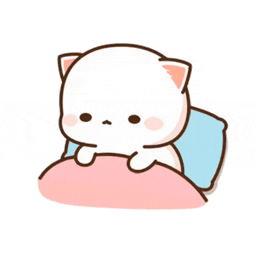 Cartoon Cat On Bed With Pillow And Blanket GIF