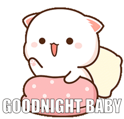 Cartoon Cat on Pillow Tongue Out Goodnight Baby