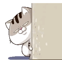 Cartoon Cat Peeking Behind Wall