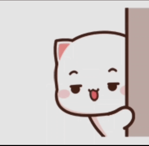 Cartoon Cat Peeking Out With Tongue