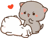 Cartoon Cat Petting Another with Heart
