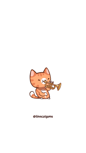Cartoon Cat Playing Trumpet Saying ilovecatgame