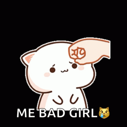 Cartoon Cat Pointing at Face Saying Me Bad Girl