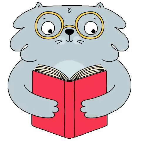 Cartoon Cat Reading Book