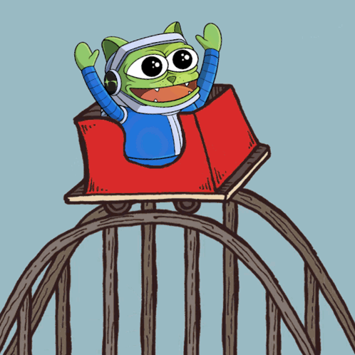 Cartoon Cat Riding Roller Coaster GIF