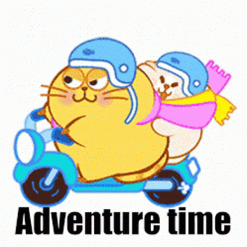 Cartoon Cat Riding Scooter with Friend