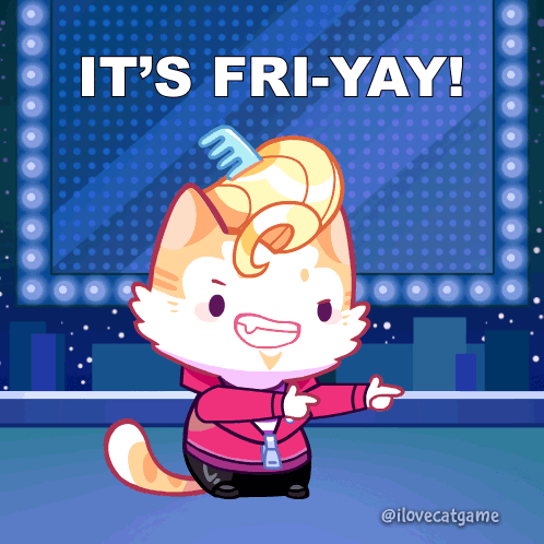 Cartoon Cat Saying Fri-yay