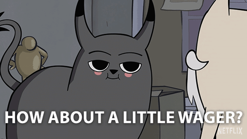 Cartoon Cat Saying How About a Little Wager