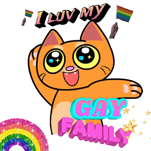 Cartoon Cat Saying I Love My Gay Family