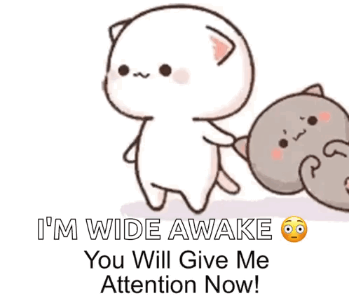 Cartoon Cat Saying I'm Wide Awake