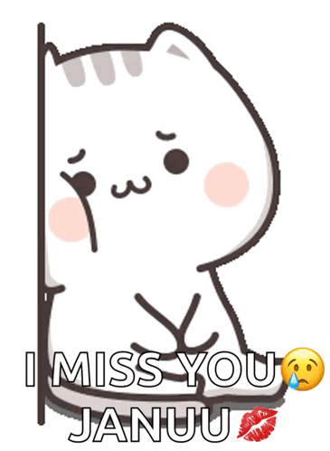 Cartoon Cat Saying I Miss You Januu
