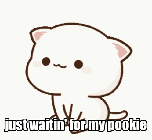 Cartoon Cat Saying Just Waiting for My Pookie