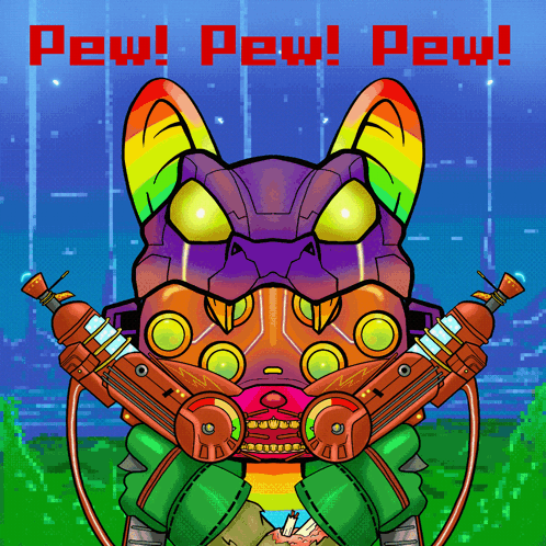 Cartoon Cat Saying Pew Pew Pew