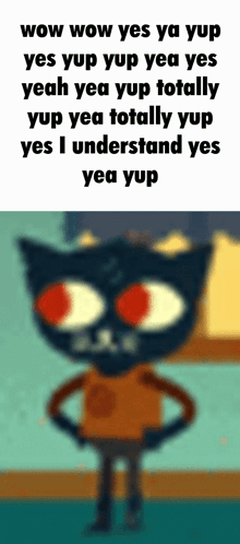 Cartoon Cat Saying Wow Yes Yup