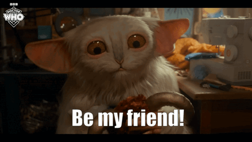 Cartoon Cat Says Be My Friend Doctor Who Ad