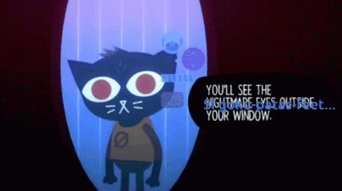 Cartoon Cat Says Nightmare Eyes Outside